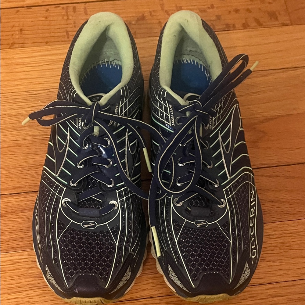 Brooks Glycerin Navy Blue White Mesh Athletic Running Shoes - US 7